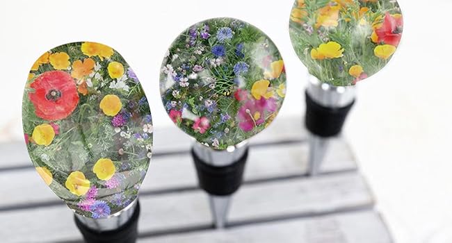 10 Pcs Wine Bottle Stopper Set Kit, Resin Wine Bottle Stoppers Molds Set Accessories, Wine Stopper for Silicone Molds Epoxy Resin (Metal Silver)