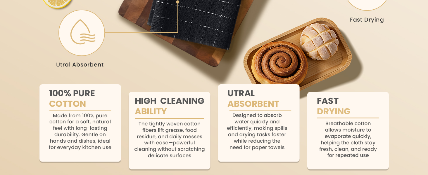 Homaxy 100% Cotton Terry Kitchen Towels(Grass Green, 13 x 28 inches), Checkered Designed, Soft and Super Absorbent Dish Towels, 4 Pack