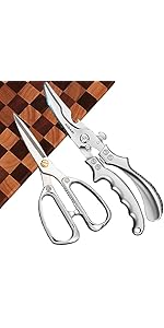 Poultry Shears 2-Pack, Heavy Duty Meat Scissors, Stainless Steel Spring Loaded, Turkey & Chicken Shears, Food Scissors