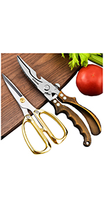 Poultry Shears 2-Pack, Heavy Duty Meat Scissors, Stainless Steel Spring Loaded, Turkey & Chicken Shears, Food Scissors