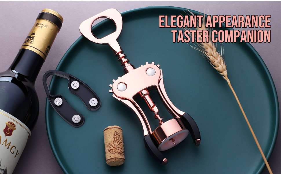 Wine Opener, Zinc Alloy Premium Wing Corkscrew Wine Bottle Opener with Multifunctional Bottles Opener, Upgrade