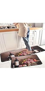 Coffee Kitchen Rugs and Mats Non-Slip, Washable, Stain and Fade Resistant, Suitable for Kitchen Mat Set of 2 Coffee Kitchen Decor 17