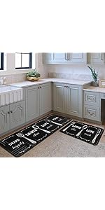 Coffee Kitchen Rugs and Mats Non-Slip, Washable, Stain and Fade Resistant, Suitable for Kitchen Mat Set of 2 Coffee Kitchen Decor 17