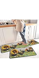 Coffee Kitchen Rugs and Mats Non-Slip, Washable, Stain and Fade Resistant, Suitable for Kitchen Mat Set of 2 Coffee Kitchen Decor 17