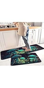 Coffee Kitchen Rugs and Mats Non-Slip, Washable, Stain and Fade Resistant, Suitable for Kitchen Mat Set of 2 Coffee Kitchen Decor 17