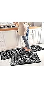 Coffee Kitchen Rugs and Mats Non-Slip, Washable, Stain and Fade Resistant, Suitable for Kitchen Mat Set of 2 Coffee Kitchen Decor 17