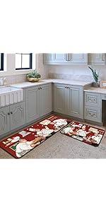 Coffee Kitchen Rugs and Mats Non-Slip, Washable, Stain and Fade Resistant, Suitable for Kitchen Mat Set of 2 Coffee Kitchen Decor 17