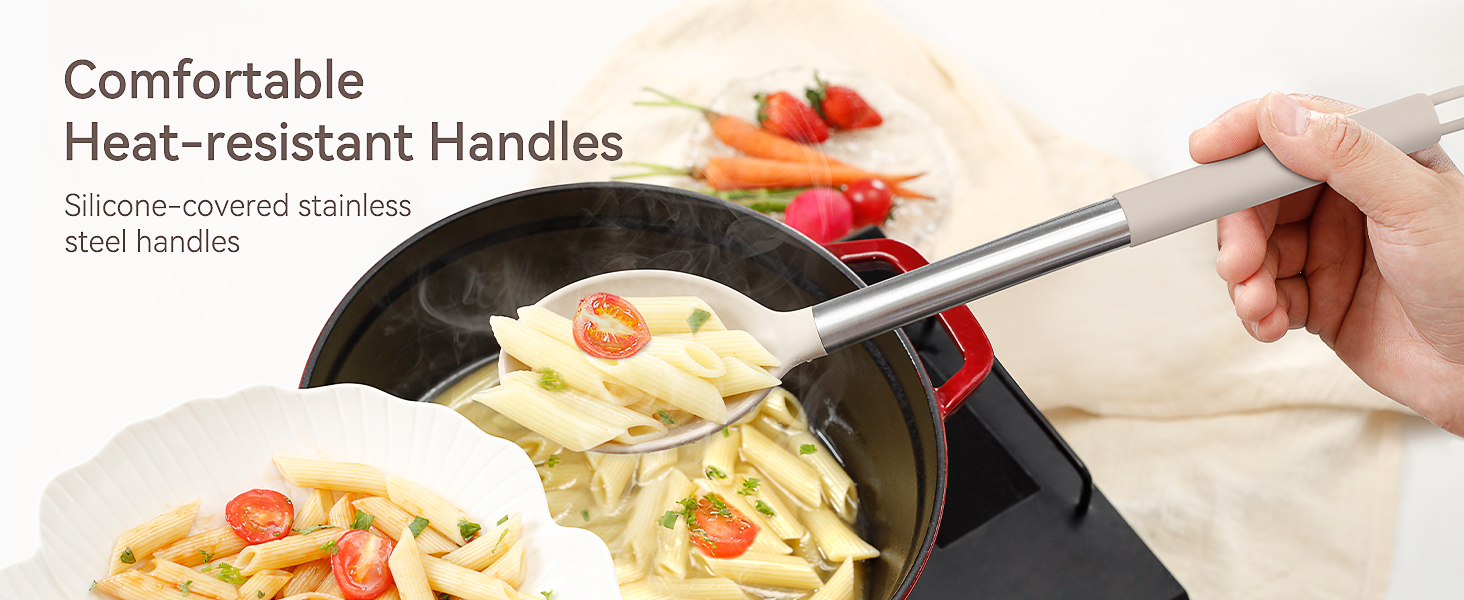 Silicone Cooking Utensils Set, 28 Pcs Kitchen Utensils Set 446°F Heat Resistant Spatula Set, Food Grade Silicone and Stainless Steel Handle Kitchen Gadgets for Nonstick Cookware BPA Free