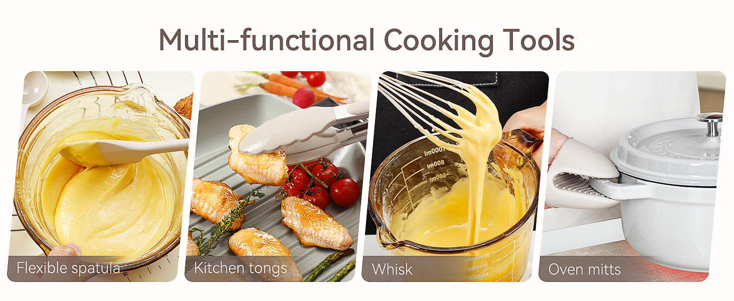 Silicone Cooking Utensils Set, 28 Pcs Kitchen Utensils Set 446°F Heat Resistant Spatula Set, Food Grade Silicone and Stainless Steel Handle Kitchen Gadgets for Nonstick Cookware BPA Free