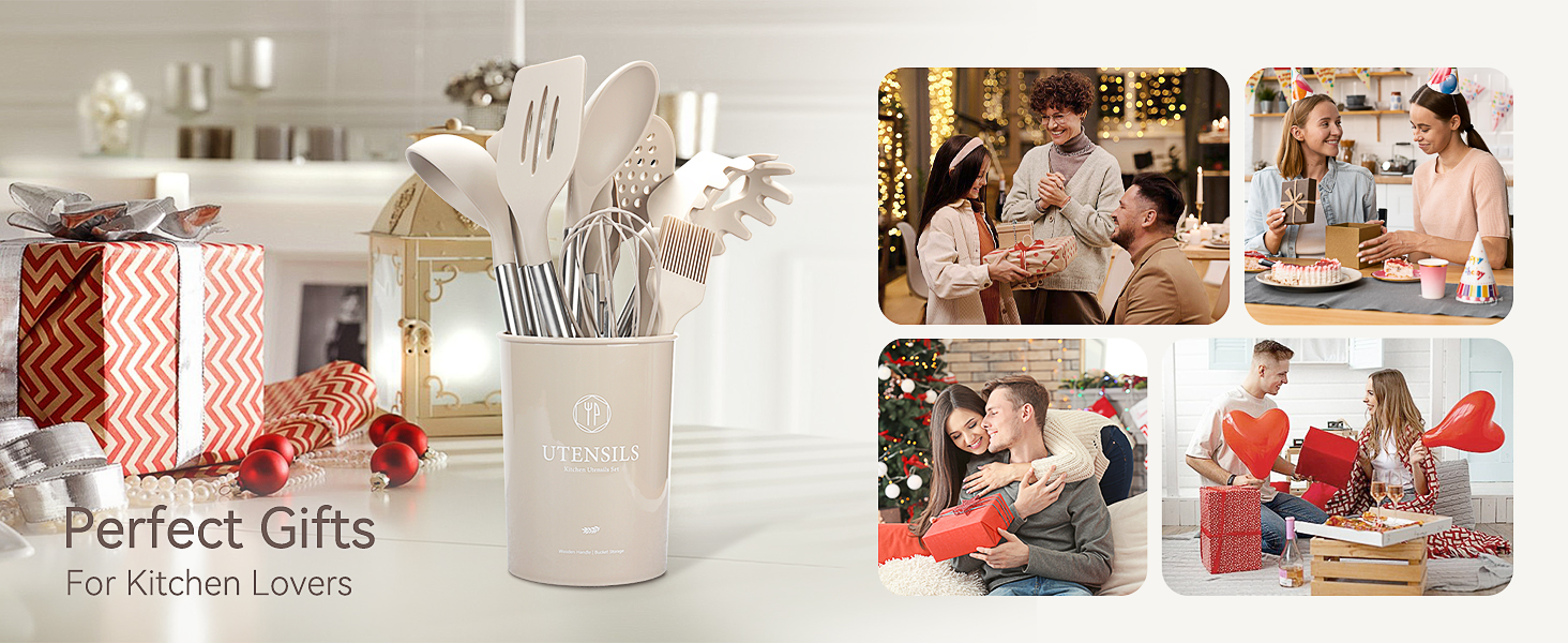 Silicone Cooking Utensils Set, 28 Pcs Kitchen Utensils Set 446°F Heat Resistant Spatula Set, Food Grade Silicone and Stainless Steel Handle Kitchen Gadgets for Nonstick Cookware BPA Free