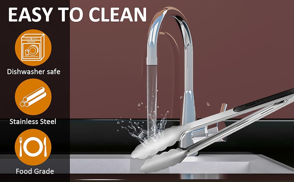 9 Pieces Stainless Steel Kitchen Tongs Grilling Locking Cooking Tongs Non-Slip Metal Food Tongs for Cooking, Salad and BBQ, 7, 9 and 12 Inch