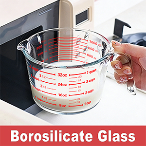 M MCIRCO 6 Pcs Glass Measuring Cups with Lids Set, 1-Cup, 2-Cup, 4-Cup Measuring Jugs with Handle, Nesting Liquid Measuring Cups for Kitchen