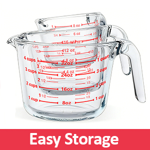 M MCIRCO 6 Pcs Glass Measuring Cups with Lids Set, 1-Cup, 2-Cup, 4-Cup Measuring Jugs with Handle, Nesting Liquid Measuring Cups for Kitchen