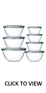 M MCIRCO 6 Pcs Glass Measuring Cups with Lids Set, 1-Cup, 2-Cup, 4-Cup Measuring Jugs with Handle, Nesting Liquid Measuring Cups for Kitchen