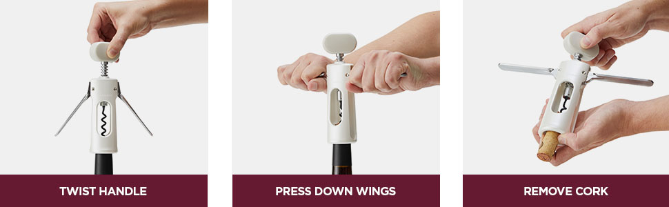 Rabbit Premium Wine Wing Corkscrew Wine Opener and Bottle Opener, Pearl 2.36 x 1.97 x 7.68 IN