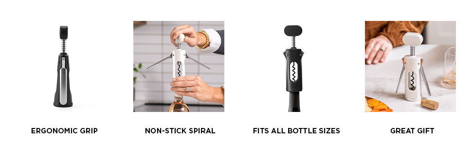 Rabbit Premium Wine Wing Corkscrew Wine Opener and Bottle Opener, Pearl 2.36 x 1.97 x 7.68 IN