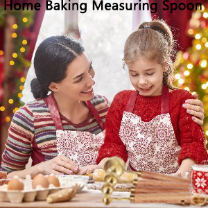 Gold Measuring Cups and Spoons Set with Fragrant Wood Handle, Measuring Cups, Metal Measuring Spoons and Measuring Cup Set for Cooking & Baking, Set of 8 pcs