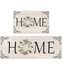 HEBE Anti Fatigue Kitchen Mat Set of 2 Non Slip Cushioned Kitchen Mats for Floor Waterproof Farmhouse Kitchen Rugs and Mats Set Comfort Standing Desk Mat Carpet for Sink,Office,Laundry