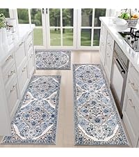 HEBE Anti Fatigue Kitchen Mat Set of 2 Non Slip Cushioned Kitchen Mats for Floor Waterproof Farmhouse Kitchen Rugs and Mats Set Comfort Standing Desk Mat Carpet for Sink,Office,Laundry