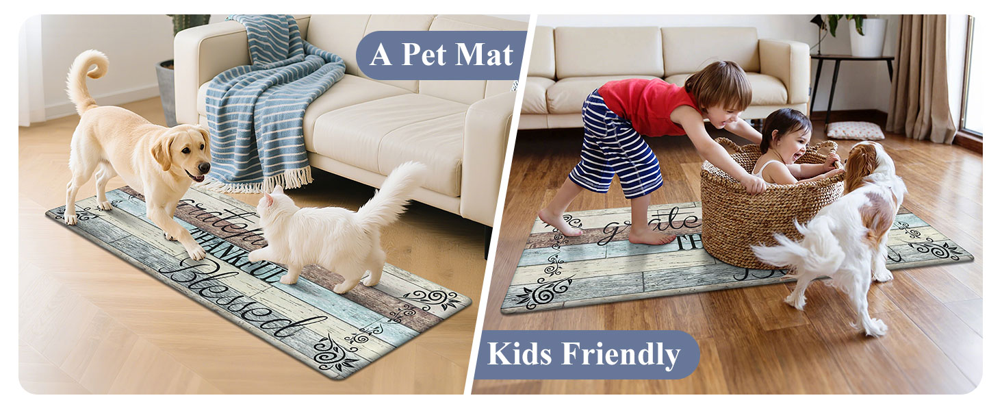 HEBE Anti Fatigue Kitchen Mat Set of 2 Non Slip Cushioned Kitchen Mats for Floor Waterproof Farmhouse Kitchen Rugs and Mats Set Comfort Standing Desk Mat Carpet for Sink,Office,Laundry