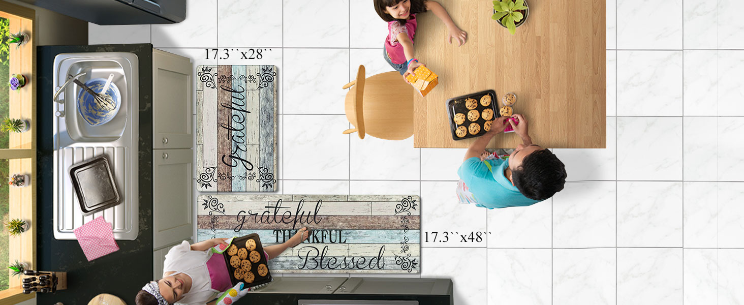 HEBE Anti Fatigue Kitchen Mat Set of 2 Non Slip Cushioned Kitchen Mats for Floor Waterproof Farmhouse Kitchen Rugs and Mats Set Comfort Standing Desk Mat Carpet for Sink,Office,Laundry