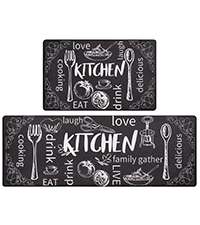 HEBE Anti Fatigue Kitchen Mat Set of 2 Non Slip Cushioned Kitchen Mats for Floor Waterproof Farmhouse Kitchen Rugs and Mats Set Comfort Standing Desk Mat Carpet for Sink,Office,Laundry