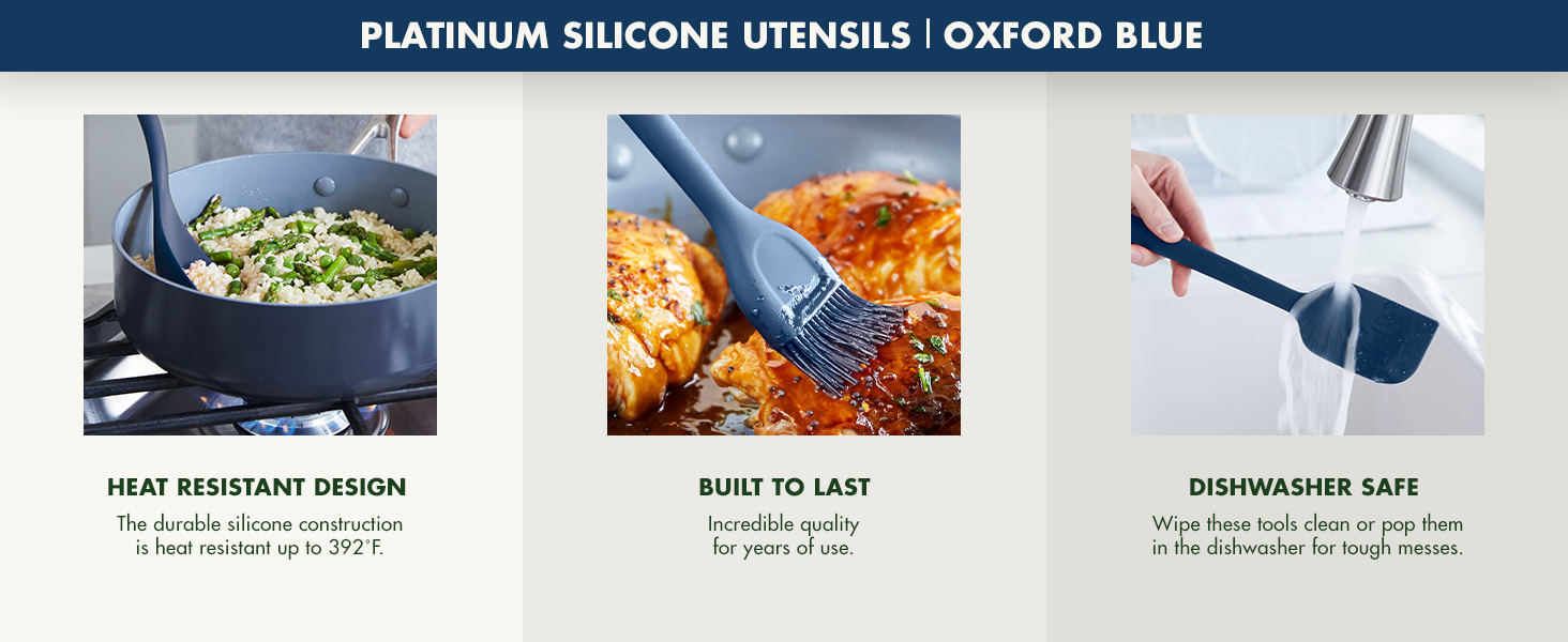 GreenPan Silicone Ultimate Fork, Mixing Stirring Serving, Cooking Kitchen Utensil, Flexible Rubber Nonstick Cookware, Rigid Steel Core, Heat-Resistant, Anti-Slip Handle, BPA-Free Dishwasher Safe, Blue