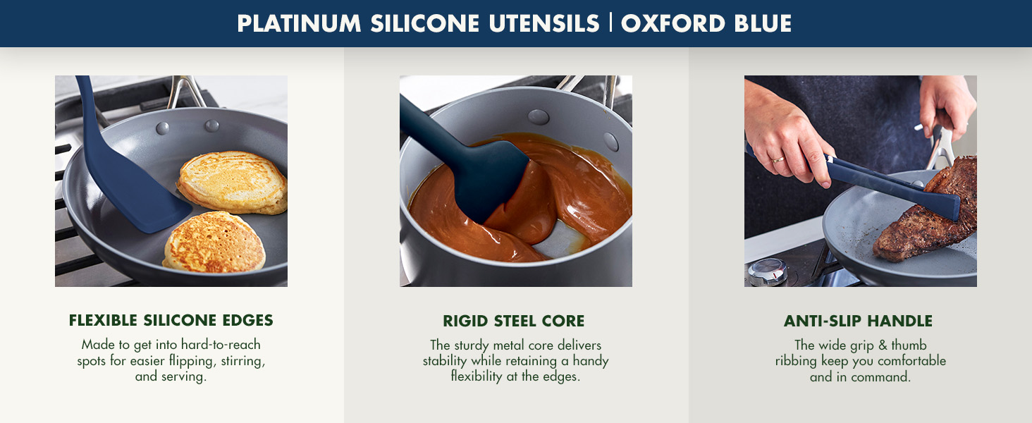 GreenPan Silicone Ultimate Fork, Mixing Stirring Serving, Cooking Kitchen Utensil, Flexible Rubber Nonstick Cookware, Rigid Steel Core, Heat-Resistant, Anti-Slip Handle, BPA-Free Dishwasher Safe, Blue