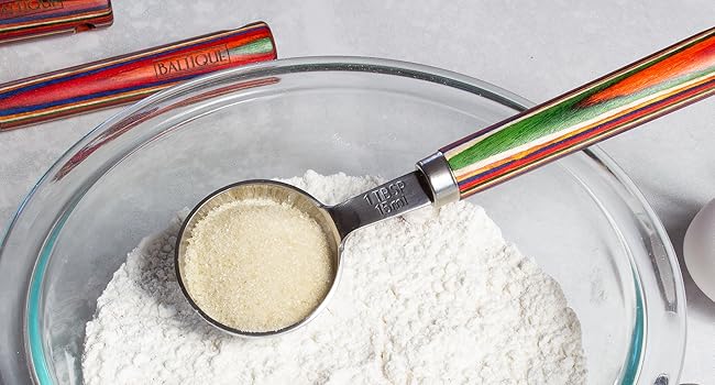 Totally Bamboo Baltique Marrakesh Collection 4-Piece Measuring Spoon Set, Includes 1/4 Teaspoon, 1/2 Teaspoon, 1 Teaspoon & 1 Tablespoon Measurements, Stainless Steel Spoons w/Wood Handle for Cooking