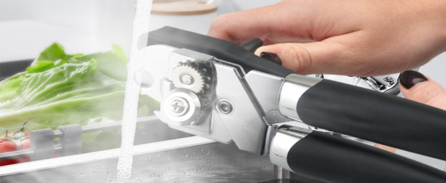 Can Opener Manual, Handheld Strong Heavy Duty Stainless Steel Can Opener, Comfortable Handle, Sharp Blade Smooth Edge, Can Openers with Multifunctional Bottle Opener
