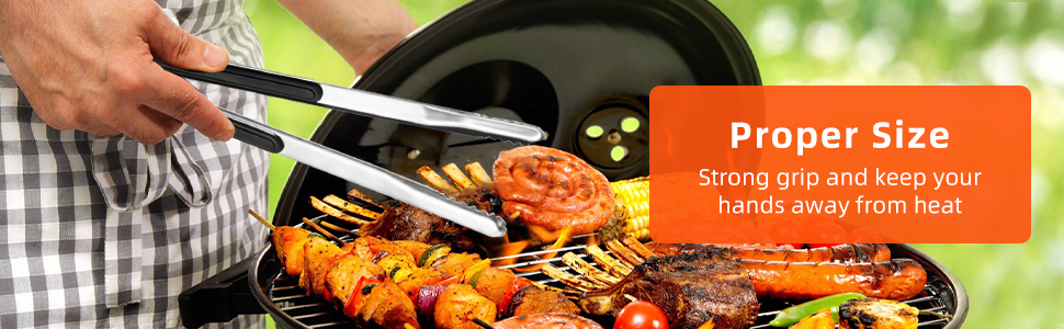 4 Pack Premium Stainless Steel Kitchen Tongs, Serving Tongs for Cooking, XEVOM Metal Food Tongs with Non-Slip Grip, Heat Resistant Grill Tongs 10 inch