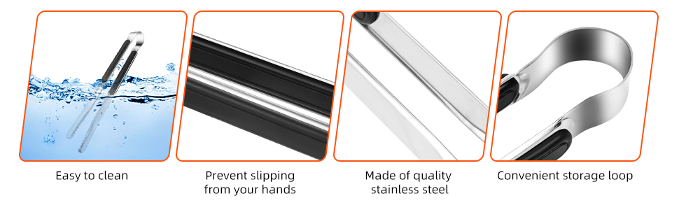 4 Pack Premium Stainless Steel Kitchen Tongs, Serving Tongs for Cooking, XEVOM Metal Food Tongs with Non-Slip Grip, Heat Resistant Grill Tongs 10 inch