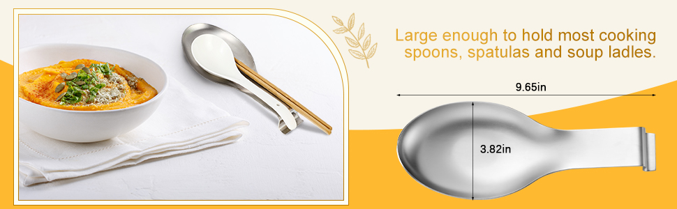 Nuanchu 6 Pcs Stainless Steel Spoon Rest Spatula Ladle Holder Spoon for Stove Top Heavy Duty Spatula Holder for Countertop Dishwasher Safe Utensil Rest for Kitchen, 3.8 x 9.6