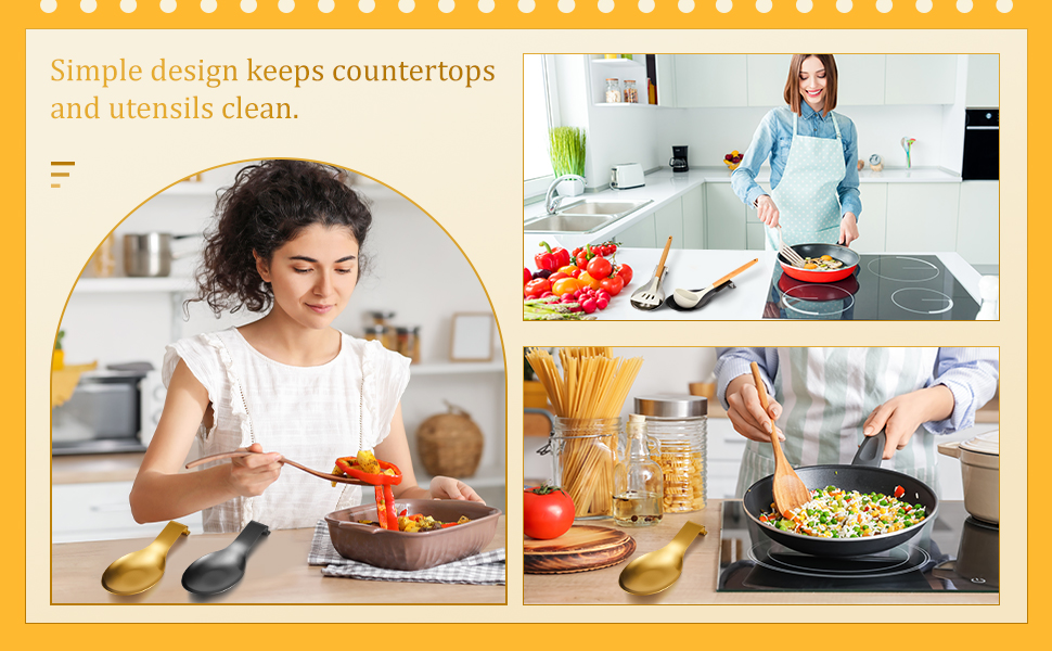 Nuanchu 6 Pcs Stainless Steel Spoon Rest Spatula Ladle Holder Spoon for Stove Top Heavy Duty Spatula Holder for Countertop Dishwasher Safe Utensil Rest for Kitchen, 3.8 x 9.6