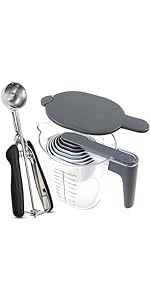 Measuring Cups and Spoons set 10 Pieces, Stackable Measuring Cup with Lid, Kitchen Cooking Baking Measuring Spoons Set for Liquid and Dry, BPA Free, Dishwasher Safe