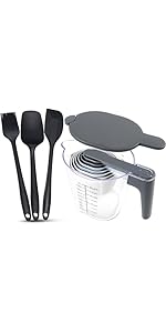 Measuring Cups and Spoons set 10 Pieces, Stackable Measuring Cup with Lid, Kitchen Cooking Baking Measuring Spoons Set for Liquid and Dry, BPA Free, Dishwasher Safe