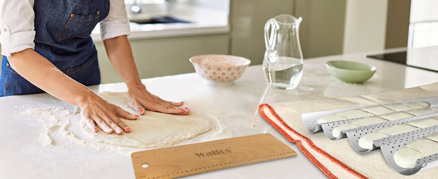 Walfos Baguette Transfer Peel 15 Inch, Baguette Flipping Board for French Bread Baking
