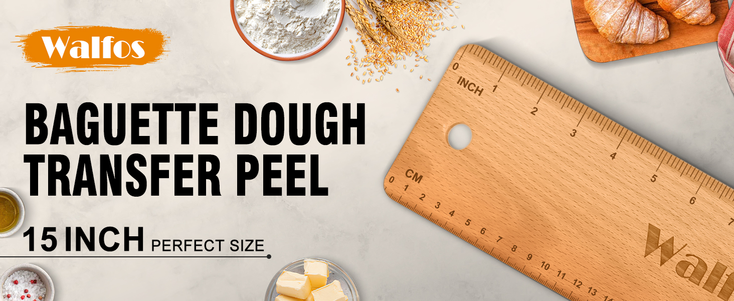 Walfos Baguette Transfer Peel 15 Inch, Baguette Flipping Board for French Bread Baking