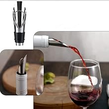 Wine Aerator Stainless Steel Wine Bottle Pourers and Stoppers 2-in-1 Steel Champagne Sealed Cap Stopper Wine Spout Pourer for Whiskey, Tequila, Other Liquor Wine Gift Set(2PCS)