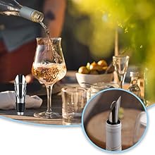 Wine Aerator Stainless Steel Wine Bottle Pourers and Stoppers 2-in-1 Steel Champagne Sealed Cap Stopper Wine Spout Pourer for Whiskey, Tequila, Other Liquor Wine Gift Set(2PCS)