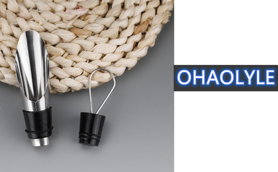 Wine Aerator Stainless Steel Wine Bottle Pourers and Stoppers 2-in-1 Steel Champagne Sealed Cap Stopper Wine Spout Pourer for Whiskey, Tequila, Other Liquor Wine Gift Set(2PCS)