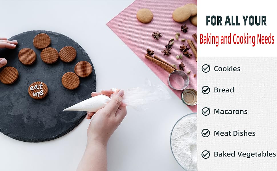 AMYONE Perforated Baking Mats, 2 PCS Pink Eclair Silicone Mat for Half Sheet, Non-Stick Reusable Oven Liners for Making Bread/Pizza/Pastry/Cookie 11 5/8