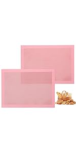 AMYONE Perforated Baking Mats, 2 PCS Pink Eclair Silicone Mat for Half Sheet, Non-Stick Reusable Oven Liners for Making Bread/Pizza/Pastry/Cookie 11 5/8