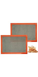 AMYONE Perforated Baking Mats, 2 PCS Pink Eclair Silicone Mat for Half Sheet, Non-Stick Reusable Oven Liners for Making Bread/Pizza/Pastry/Cookie 11 5/8