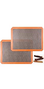 AMYONE Perforated Baking Mats, 2 PCS Pink Eclair Silicone Mat for Half Sheet, Non-Stick Reusable Oven Liners for Making Bread/Pizza/Pastry/Cookie 11 5/8