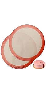 AMYONE Perforated Baking Mats, 2 PCS Pink Eclair Silicone Mat for Half Sheet, Non-Stick Reusable Oven Liners for Making Bread/Pizza/Pastry/Cookie 11 5/8