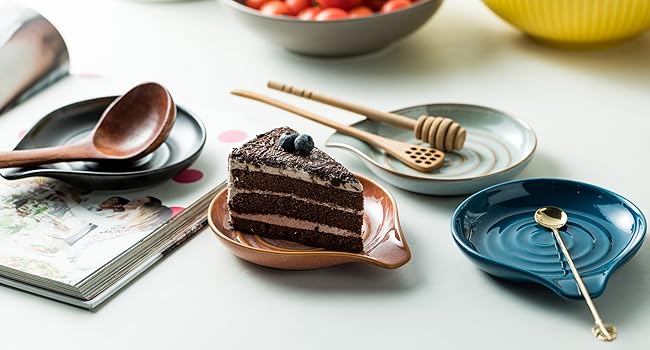 Spoon Rest, Large Ceramic Spoon Holder for Stove Top, Heat-Resistant Cooking Spoon Rest for Kitchen Counter Decor, 5 Inches (Gray)