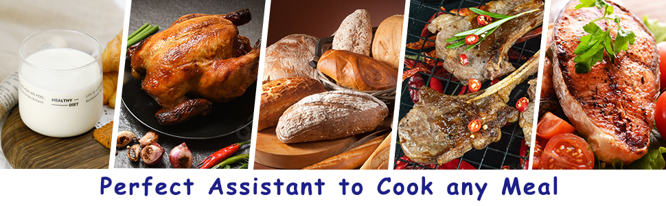 Lonicera Meat Thermometer Digital for Cooking Food. Waterproof & Instant Read for Kitchen Baking, BBQ. with Foldable Probe, Backlight & Calibration (Red)