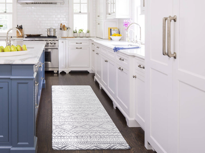 FRESHMINT Anti Fatigue Kitchen Mats for Floor 2 Piece Set, Waterproof & Non-Skid Boho Kitchen Rugs, Cushioned Kitchen Mat for Standing Washable Comfort Desk Kitchen Runners, 17x30+17x47