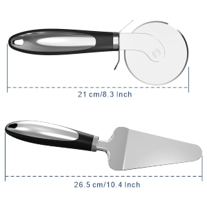 2PCS Pizza Wheel Cutter and Pie Server - Non-Slip Handle, Sharp Stainless Steel Pizza Slicer
